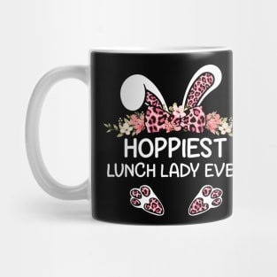 Hoppiest Lunch Lady Ever Leopard Women Girl Easter Day Bunny Mug